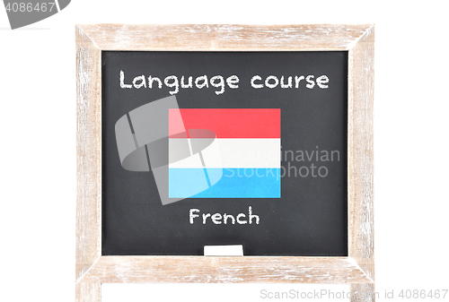 Image of Language course with flag on board