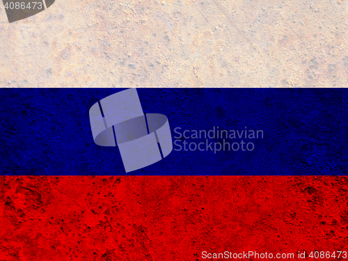 Image of Flag on rusty metal