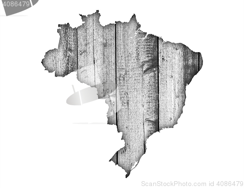 Image of Map of Brazil on weathered wood