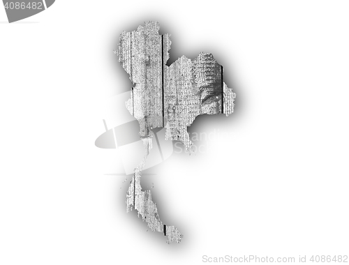 Image of Map of Thailand on weathered wood