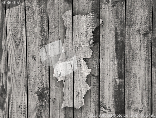 Image of Map of Portugal on weathered wood