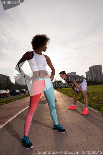 Image of multiethnic group of people on the jogging