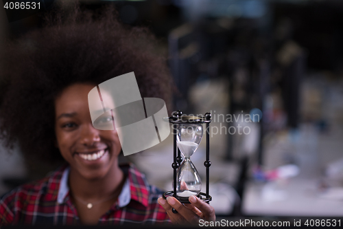 Image of portrait of a young successful African-American woman in modern 