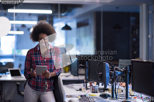 Image of portrait of a young successful African-American woman in modern 