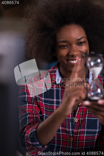 Image of portrait of a young successful African-American woman in modern 