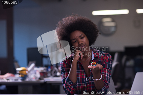 Image of portrait of a young successful African-American woman in modern 