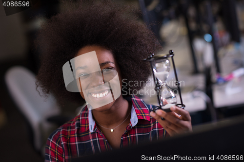 Image of portrait of a young successful African-American woman in modern 