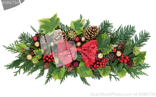 Image of Christmas Floral Decoration with Bow