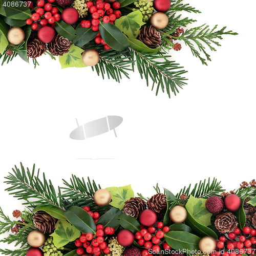 Image of Abstract Christmas Floral Border