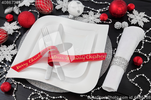 Image of Beautiful Christmas Table Setting