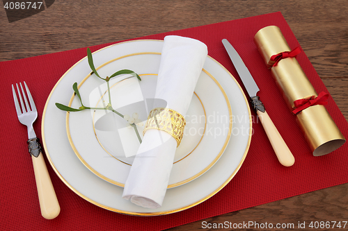 Image of Christmas Dinner Table Setting