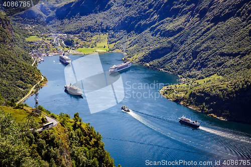 Image of Geiranger fjord, Norway.