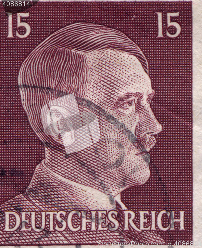 Image of GERMANY - CIRCA 1942: A stamp printed in Germany shows portrait of Adolf Hitler, circa 1942.