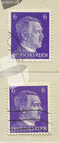 Image of GERMANY - CIRCA 1942: A stamp printed in Germany shows portrait of Adolf Hitler, circa 1942.