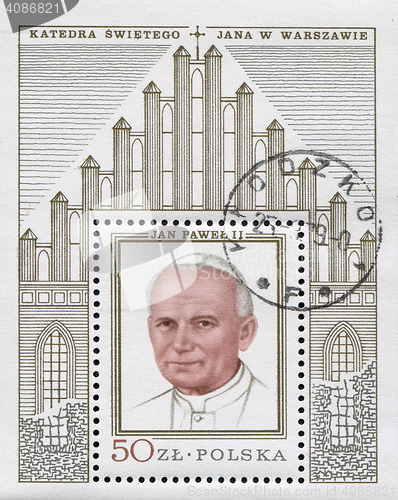 Image of POLAND, circa 1982: postage stamp printed in Poland showing an image of John Paul II, circa 1982