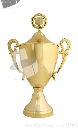 Image of Golden trophy with lid isolated on white