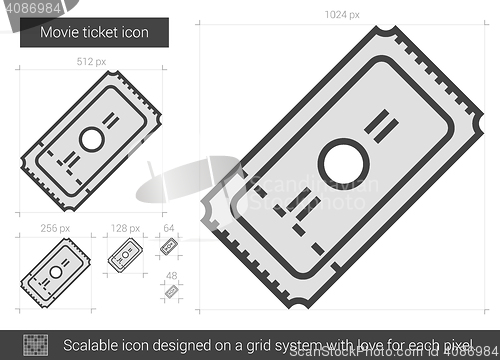 Image of Movie ticket line icon.