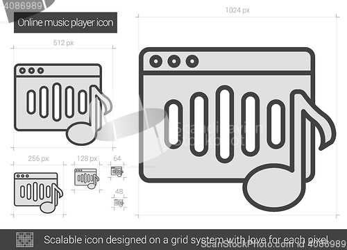 Image of Online music player line icon.