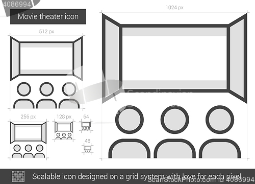 Image of Movie theater line icon.