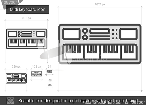 Image of Midi keyboard line icon.