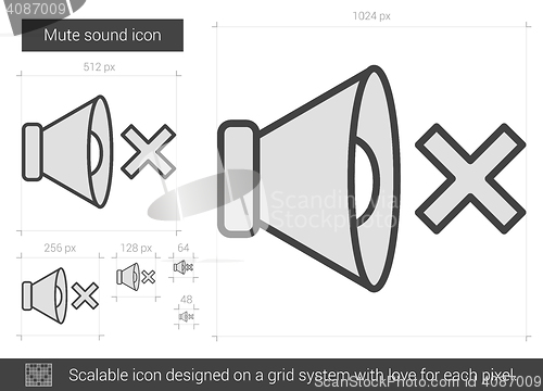 Image of Mute sound line icon.