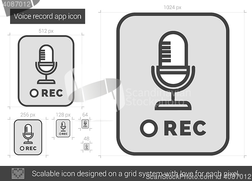 Image of Voice record app line icon.