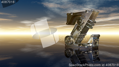 Image of machine letter z under cloudy sky - 3d illustration