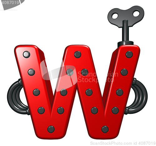 Image of letter w with decorative pieces - 3d rendering