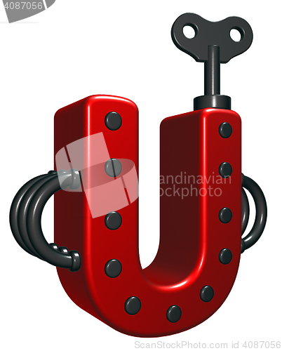 Image of letter u with decorative pieces - 3d rendering