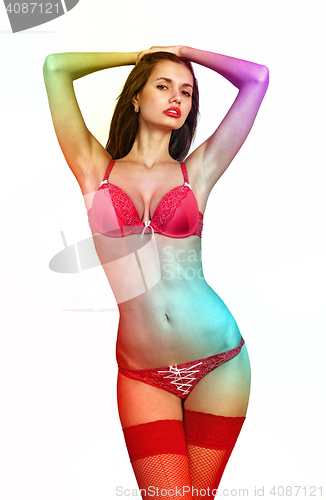 Image of multi-colored body of sensuality woman