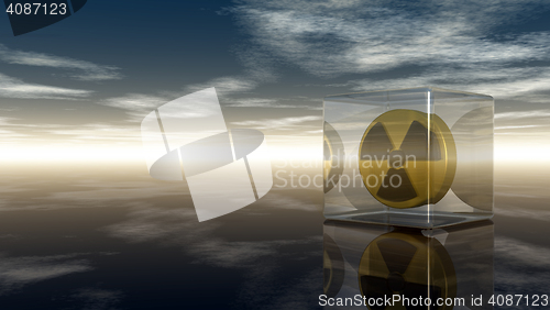 Image of nuclear symbol under cloudy sky - 3d illustration