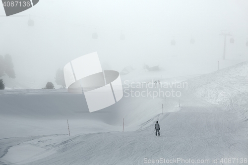 Image of Skiing slopes in fog