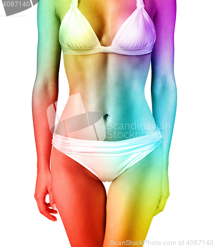 Image of multi-colored body in underwear