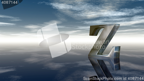 Image of metal uppercase letter z under cloudy sky - 3d rendering