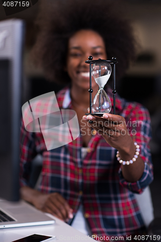 Image of portrait of a young successful African-American woman in modern 