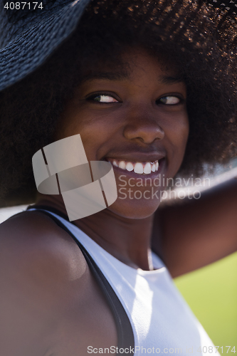 Image of Close up portrait of a beautiful young african american woman sm