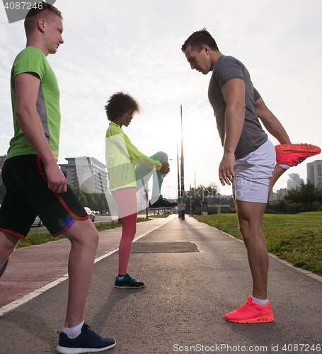 Image of multiethnic group of people on the jogging