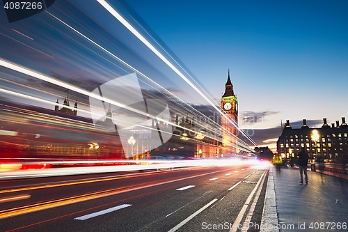 Image of Westminster bridge at the dusk