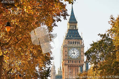 Image of Big Ben in sunny autumn day