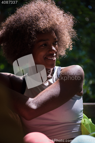 Image of Close up portrait of a beautiful young african american woman sm