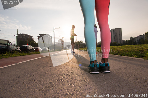 Image of multiethnic group of people on the jogging