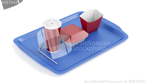 Image of Soda cup and sandwich and french fries boxes