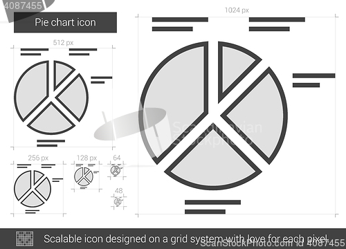 Image of Pie chart line icon.