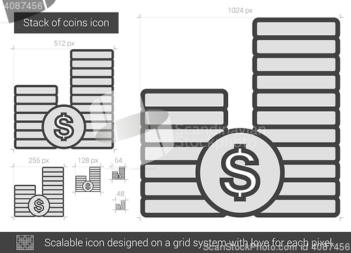 Image of Stack of coins line icon.