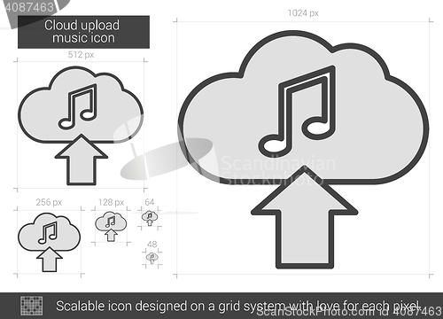 Image of Cloud upload music line icon.