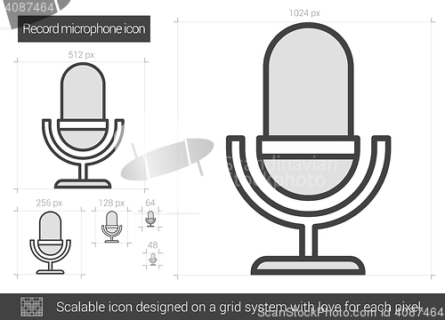 Image of Record microphone line icon.