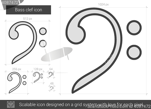 Image of Bass clef line icon.