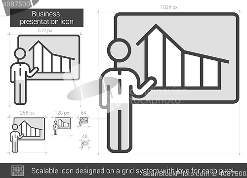 Image of Businessman presentation line icon.