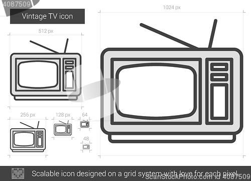 Image of Vintage TV line icon.