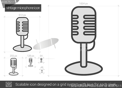 Image of Vintage microphone line icon.